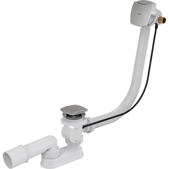 Сифон ALCAPLAST A565CRM3-120 для ванны с напуском воды через перелив, для ванн с толстыми стенками, пластик/металл, длина 120 см