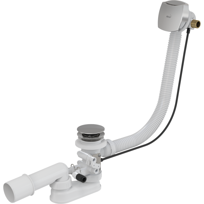 Сифон для гидромассажных ванн ALCAPLAST A566-273133-80 с напуском через перелив, металл