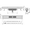 Водоотводящий желоб ALCAPLAST APZ1116-1150 WALL для перфорированной решетки, с фиксированным воротником, к стене, низкий, вертикальный сток