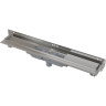 Водоотводящий желоб ALCAPLSAT APZ1104-750 FLEXIBLE для перфорированной решетки с регулируемым краем к стене, низкий, вертикальный сток